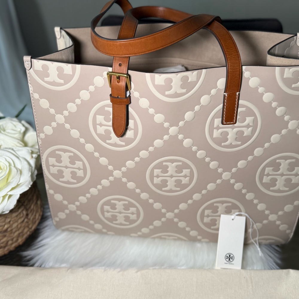 Tory Burch Beige and Brown Tote